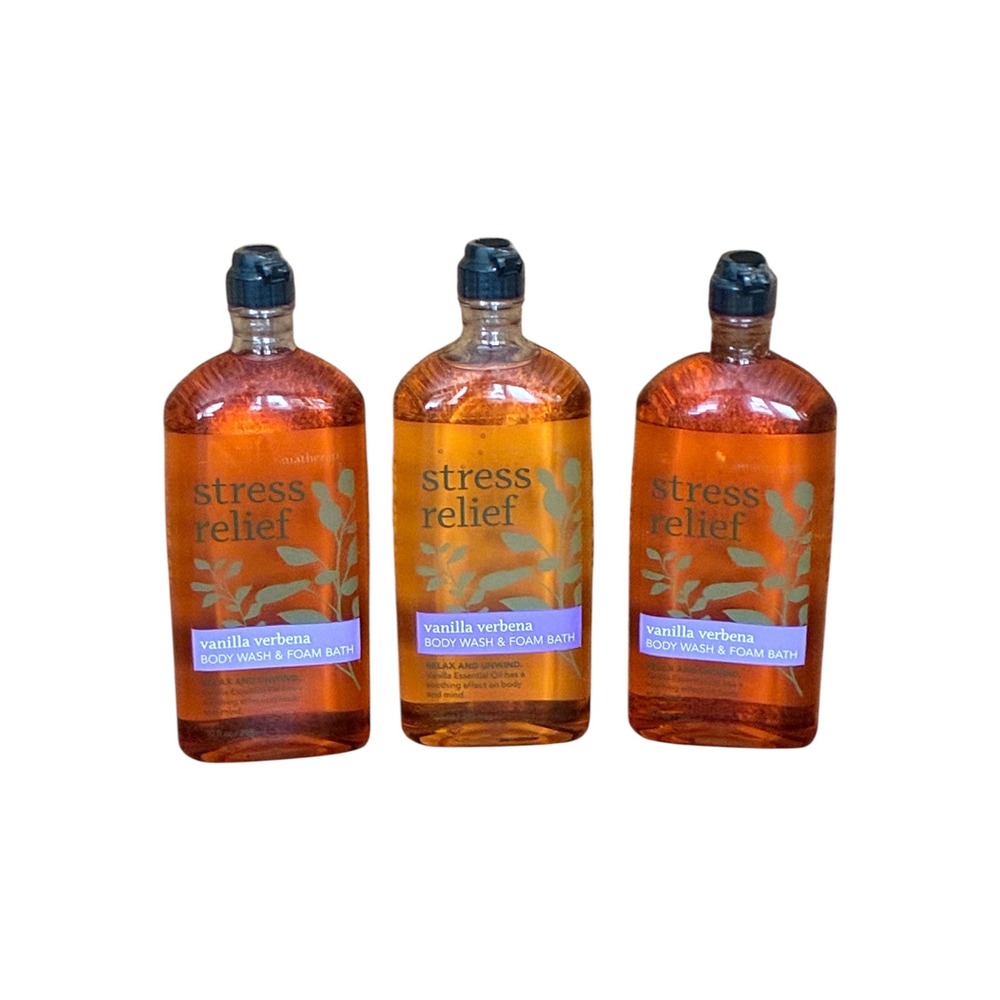 Bath & Body Works Body Wash 10oz Vanilla Verbena New Stress Relief 3 Pack